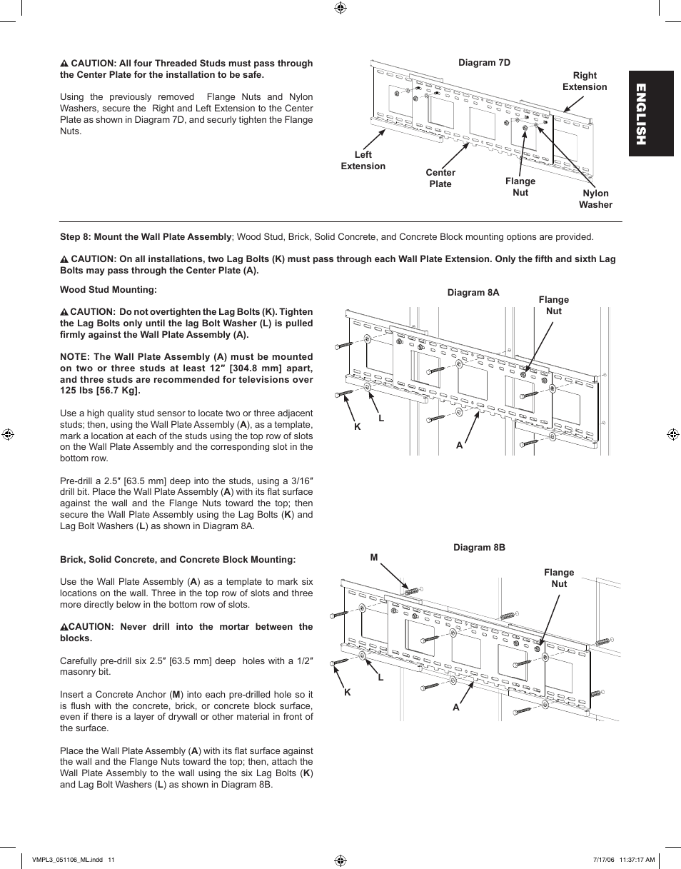 English | Sanus Systems VMPL3 User Manual | Page 11 / 32