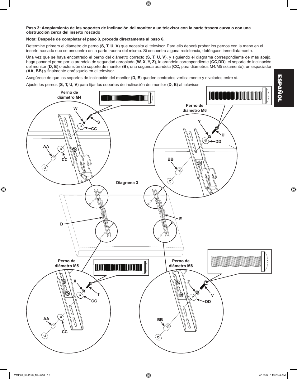 Esp añol | Sanus Systems VMPL3 User Manual | Page 17 / 32