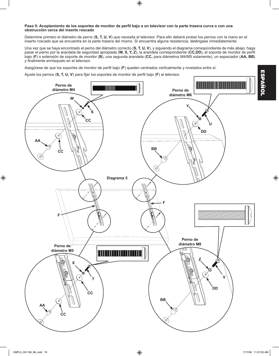 Esp añol | Sanus Systems VMPL3 User Manual | Page 19 / 32