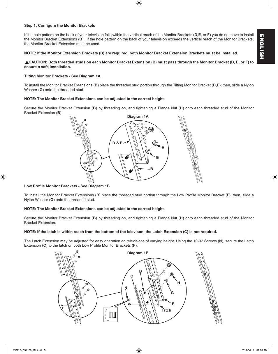 English | Sanus Systems VMPL3 User Manual | Page 5 / 32