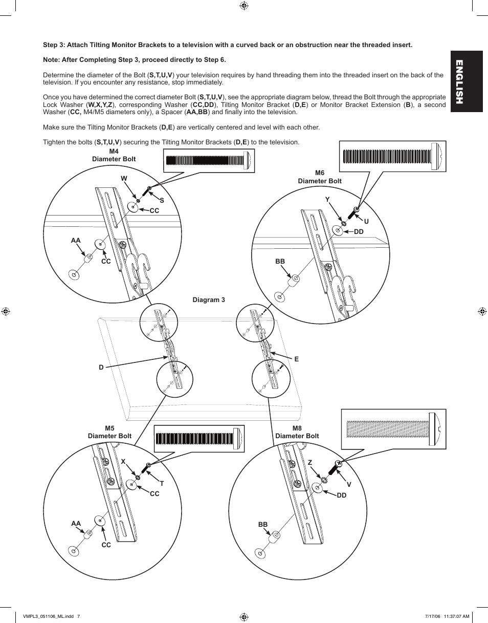 English | Sanus Systems VMPL3 User Manual | Page 7 / 32