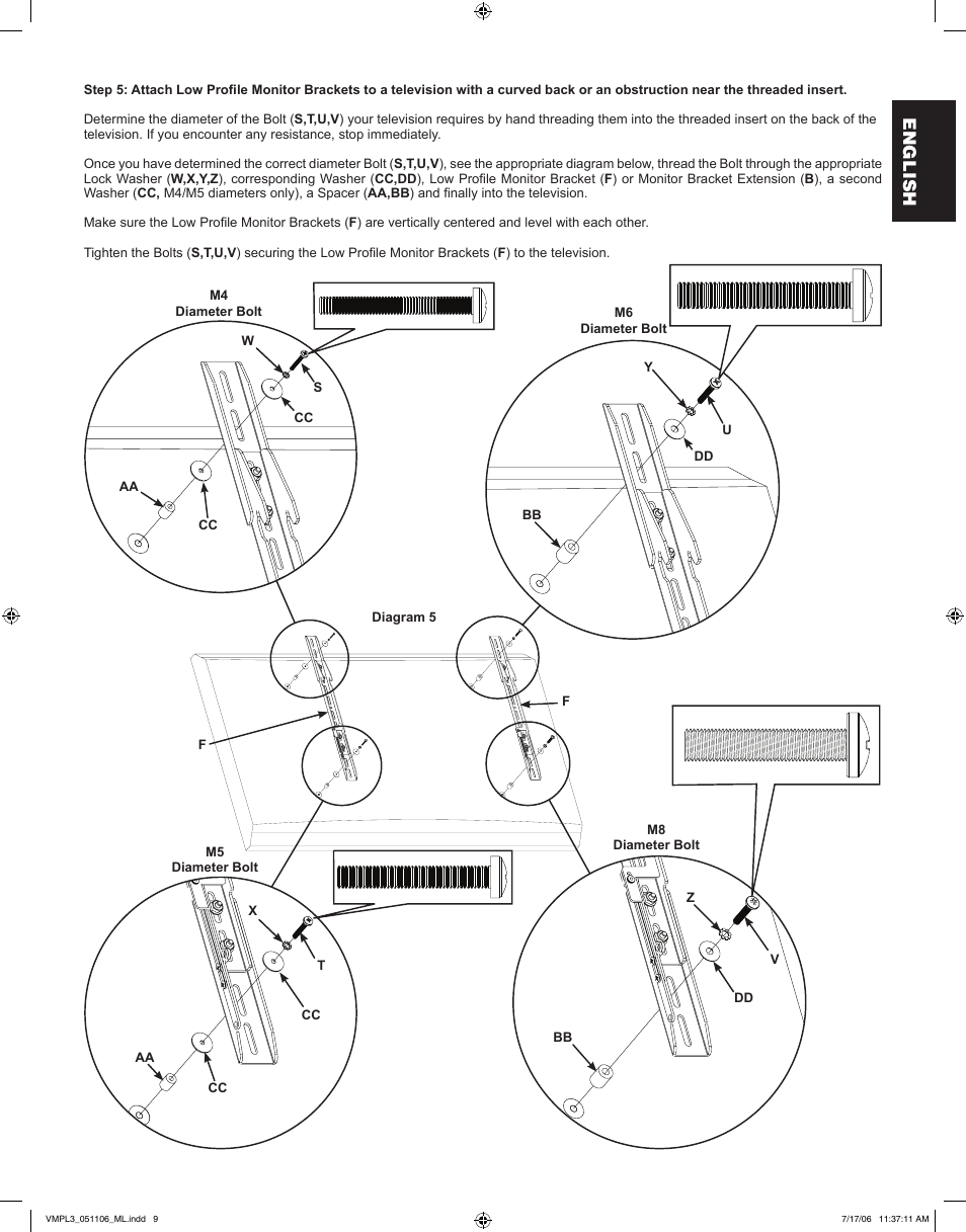 English | Sanus Systems VMPL3 User Manual | Page 9 / 32