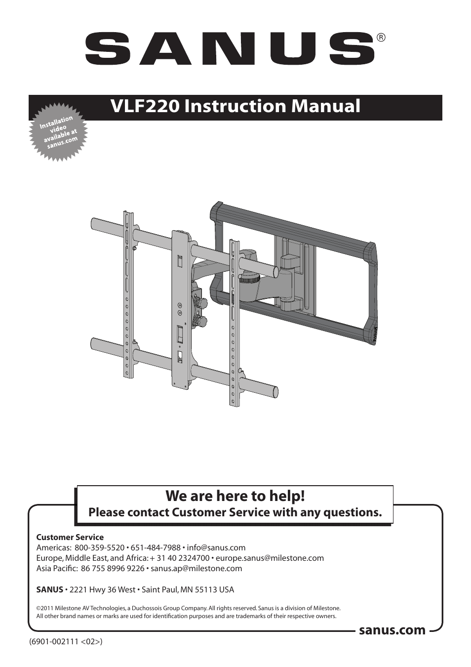 Sanus Systems VLF220 User Manual | 38 pages