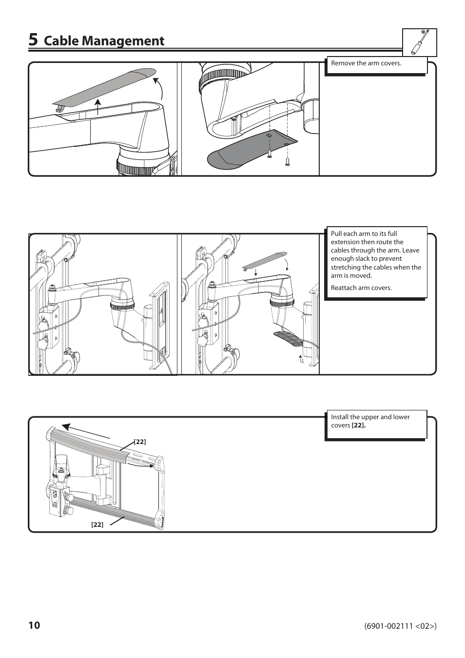 Cable management | Sanus Systems VLF220 User Manual | Page 10 / 38