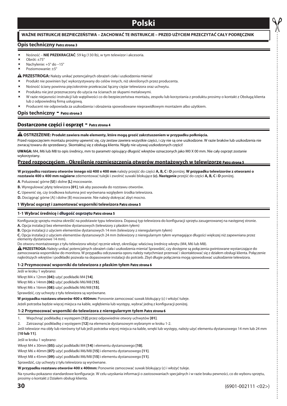 Polski | Sanus Systems VLF220 User Manual | Page 30 / 38