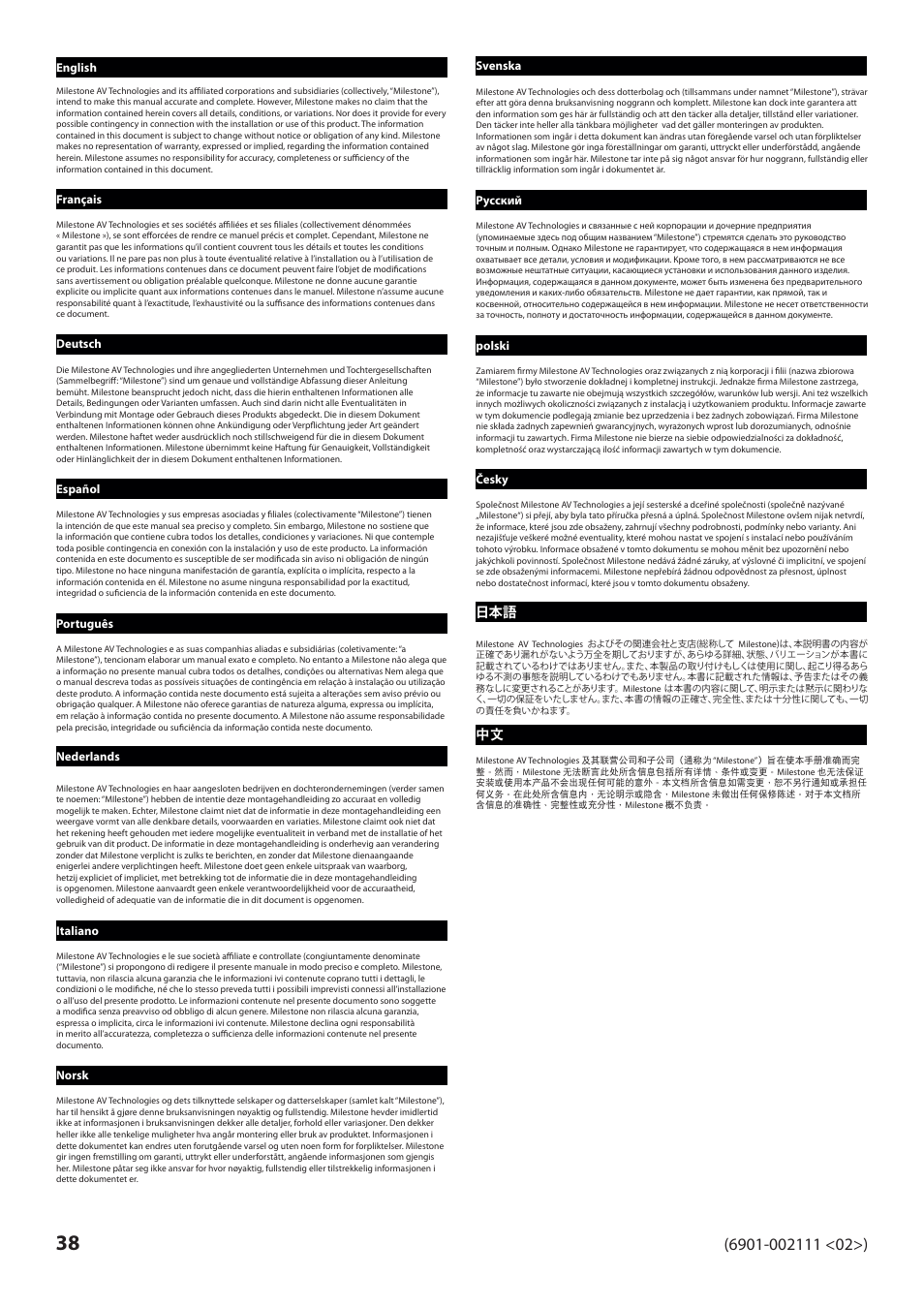 Sanus Systems VLF220 User Manual | Page 38 / 38