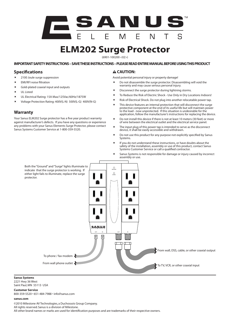 Sanus Systems ELM202 User Manual | 2 pages