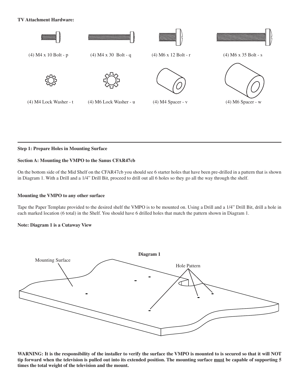 Sanus Systems VISION MOUNT VMPO User Manual | Page 2 / 8