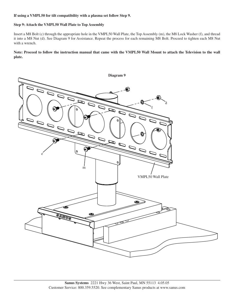 Sanus Systems VISION MOUNT VMPO User Manual | Page 8 / 8