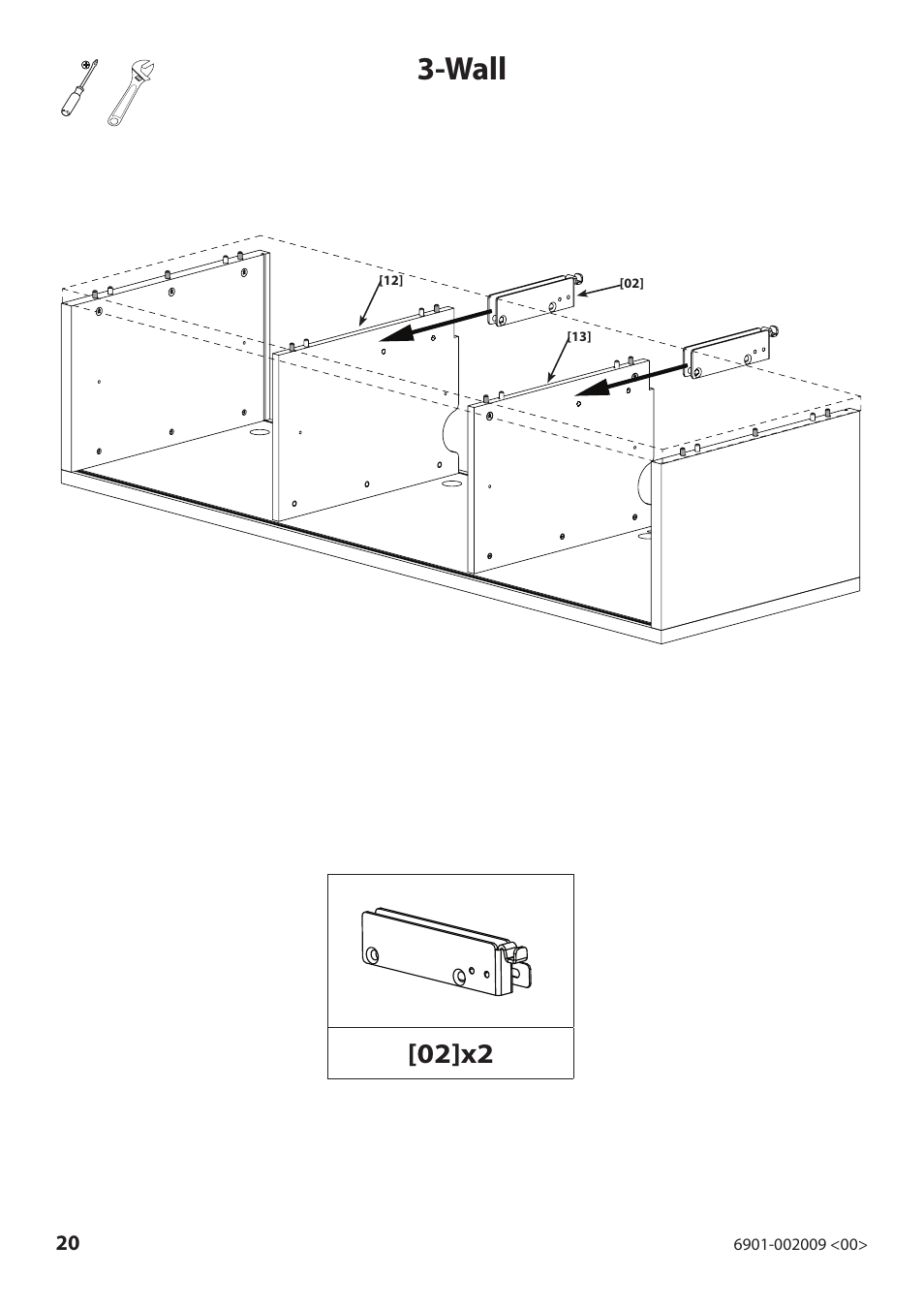 Wall, 02]x2 | Sanus Systems JFV60 User Manual | Page 20 / 34