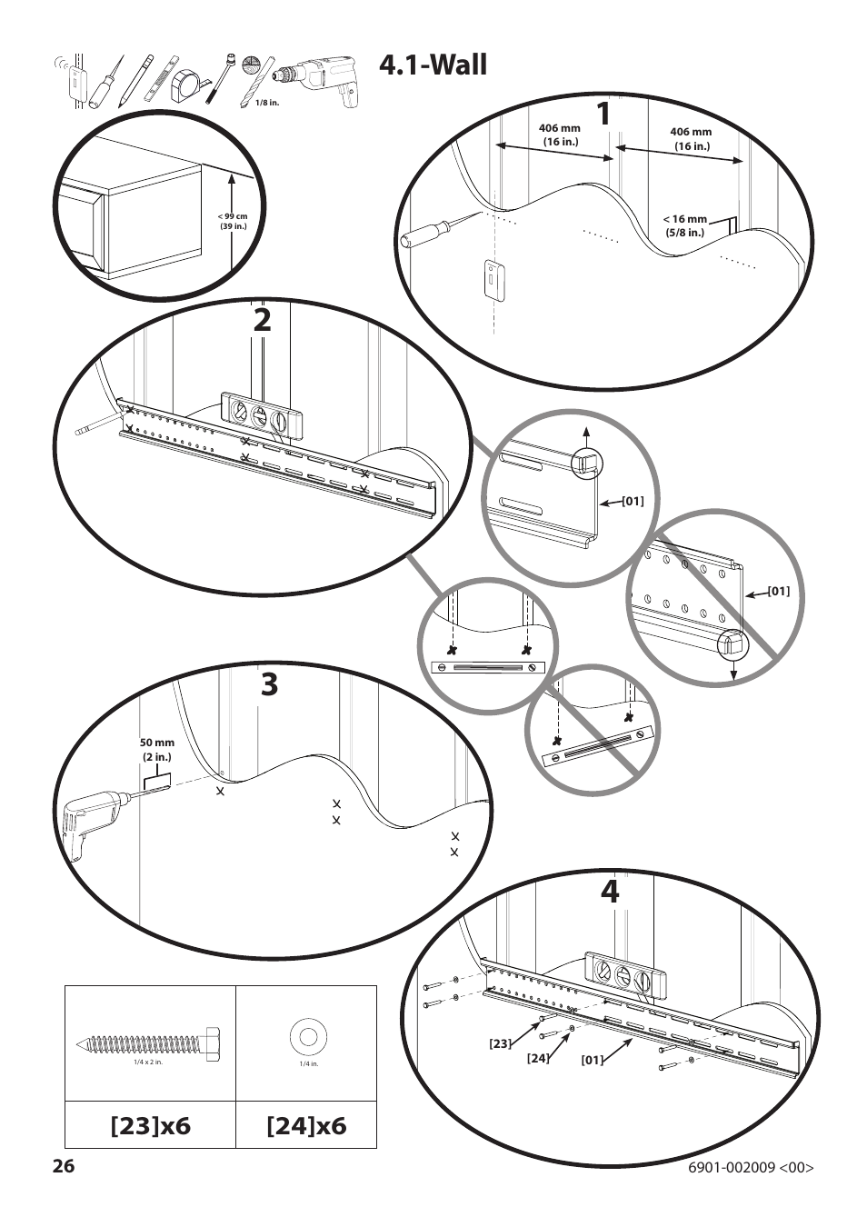 Wall | Sanus Systems JFV60 User Manual | Page 26 / 34