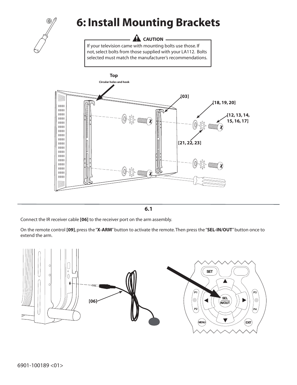 Install mounting brackets | Sanus Systems Motorized Mount LA112 User Manual | Page 11 / 31