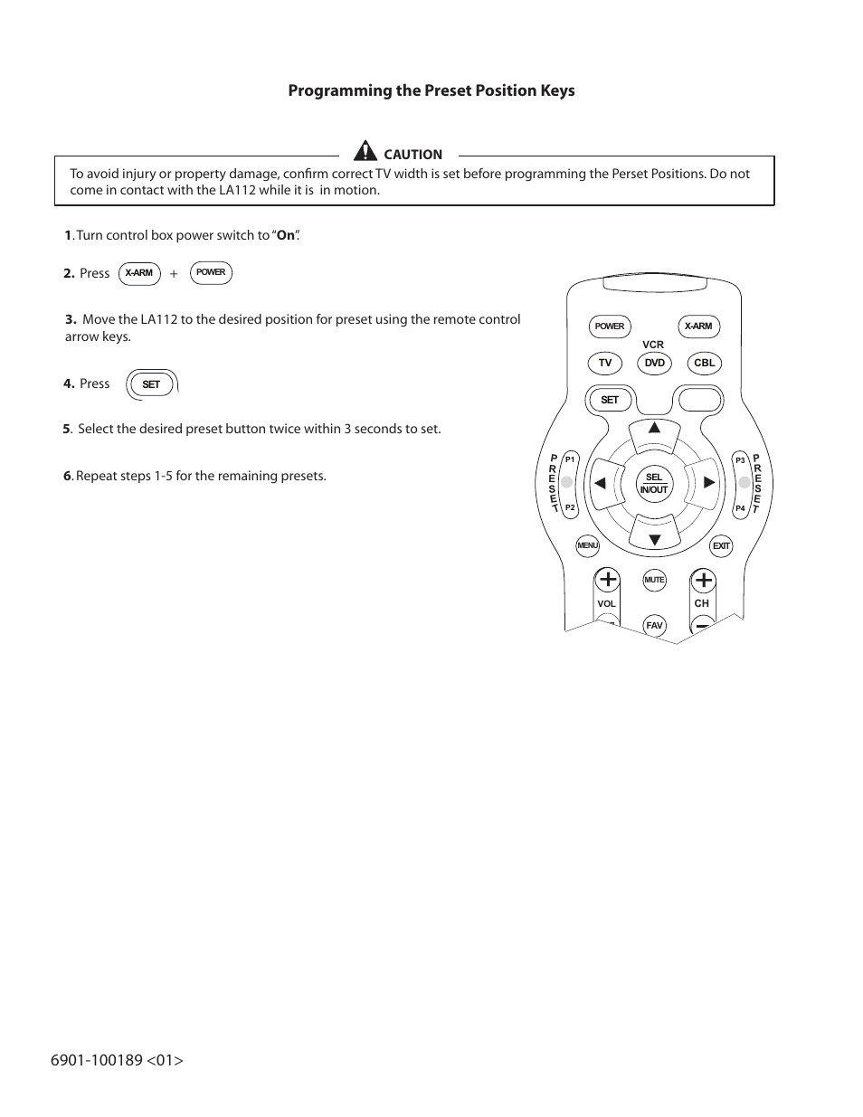 Press + remote control, Remote control, Press remote control | P1 p3, Menu, Mute, P2 p4 | Sanus Systems Motorized Mount LA112 User Manual | Page 17 / 31