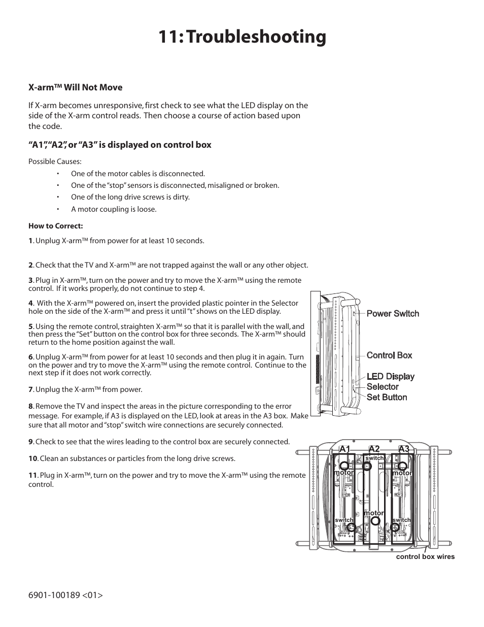 Troubleshooting | Sanus Systems Motorized Mount LA112 User Manual | Page 25 / 31