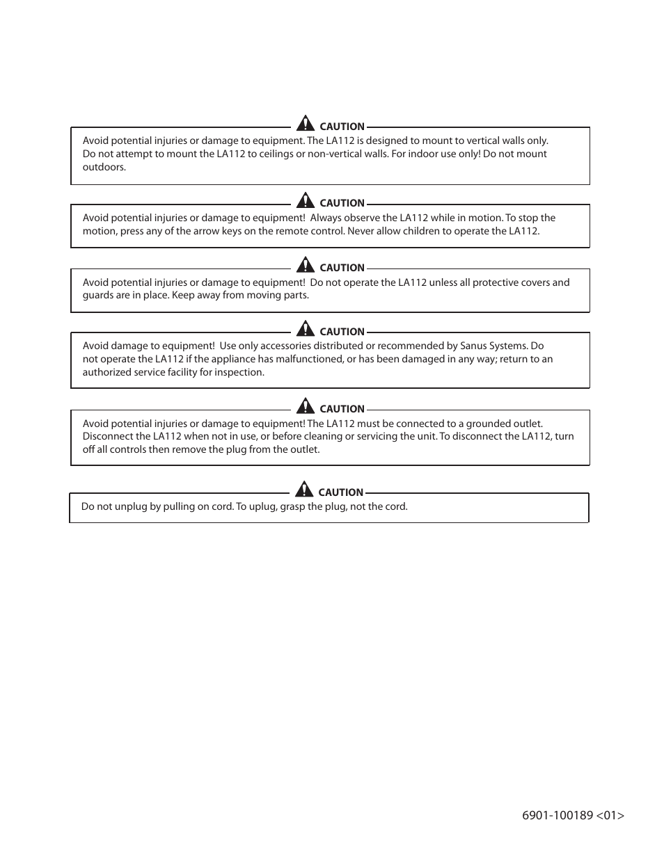 Sanus Systems Motorized Mount LA112 User Manual | Page 4 / 31