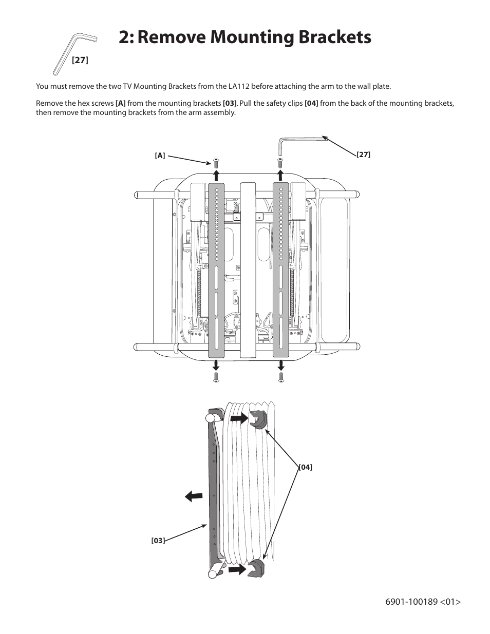 Remove mounting brackets | Sanus Systems Motorized Mount LA112 User Manual | Page 6 / 31