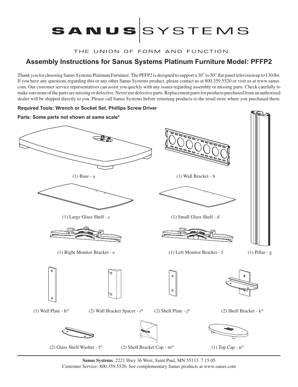 Sanus Systems PFFP2 User Manual | 8 pages