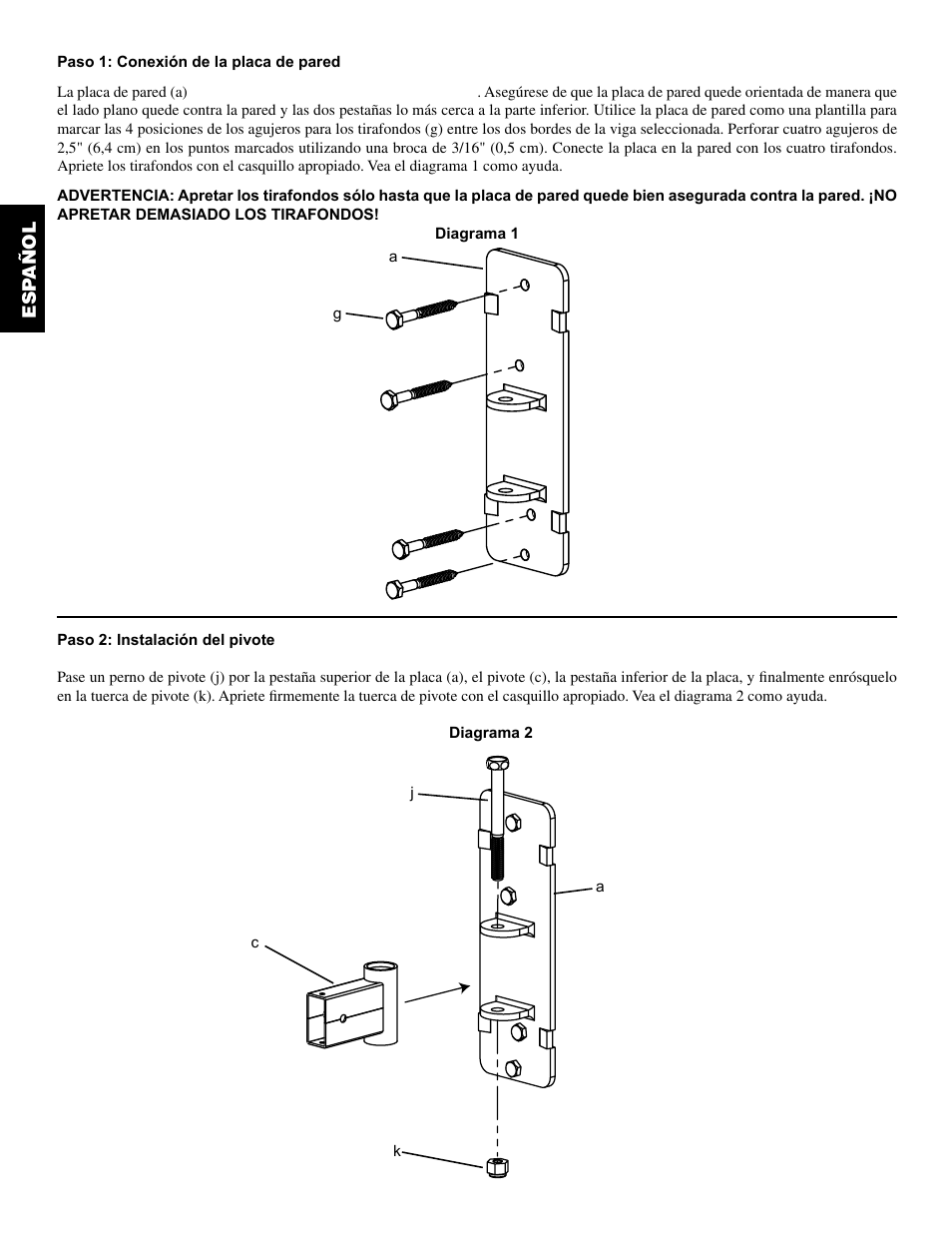 Esp añol | Sanus Systems WMS2 User Manual | Page 8 / 34