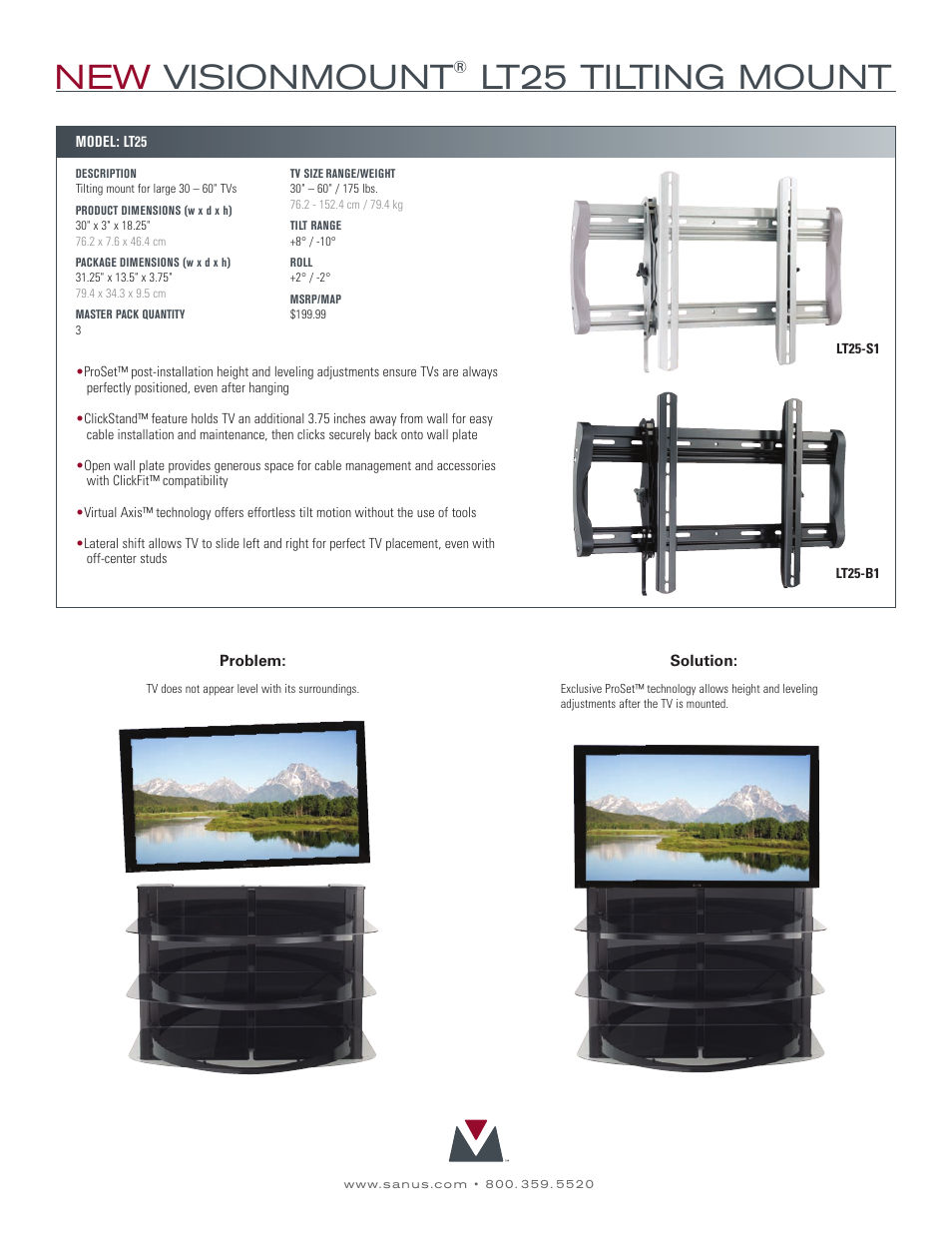 New visionmount, Lt25 tilting mount | Sanus Systems LT25 User Manual | Page 2 / 2