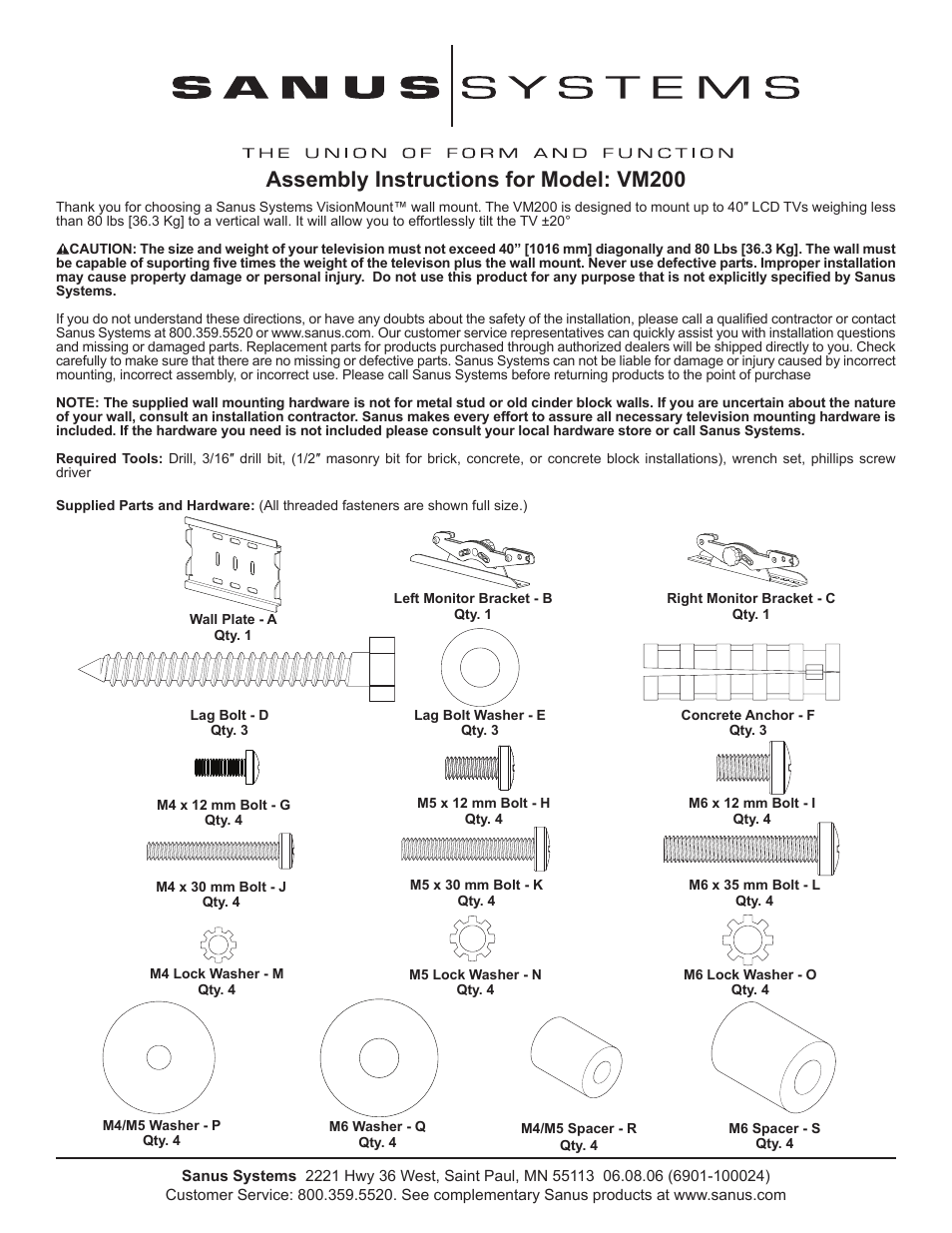 Sanus Systems VM200 User Manual | 4 pages