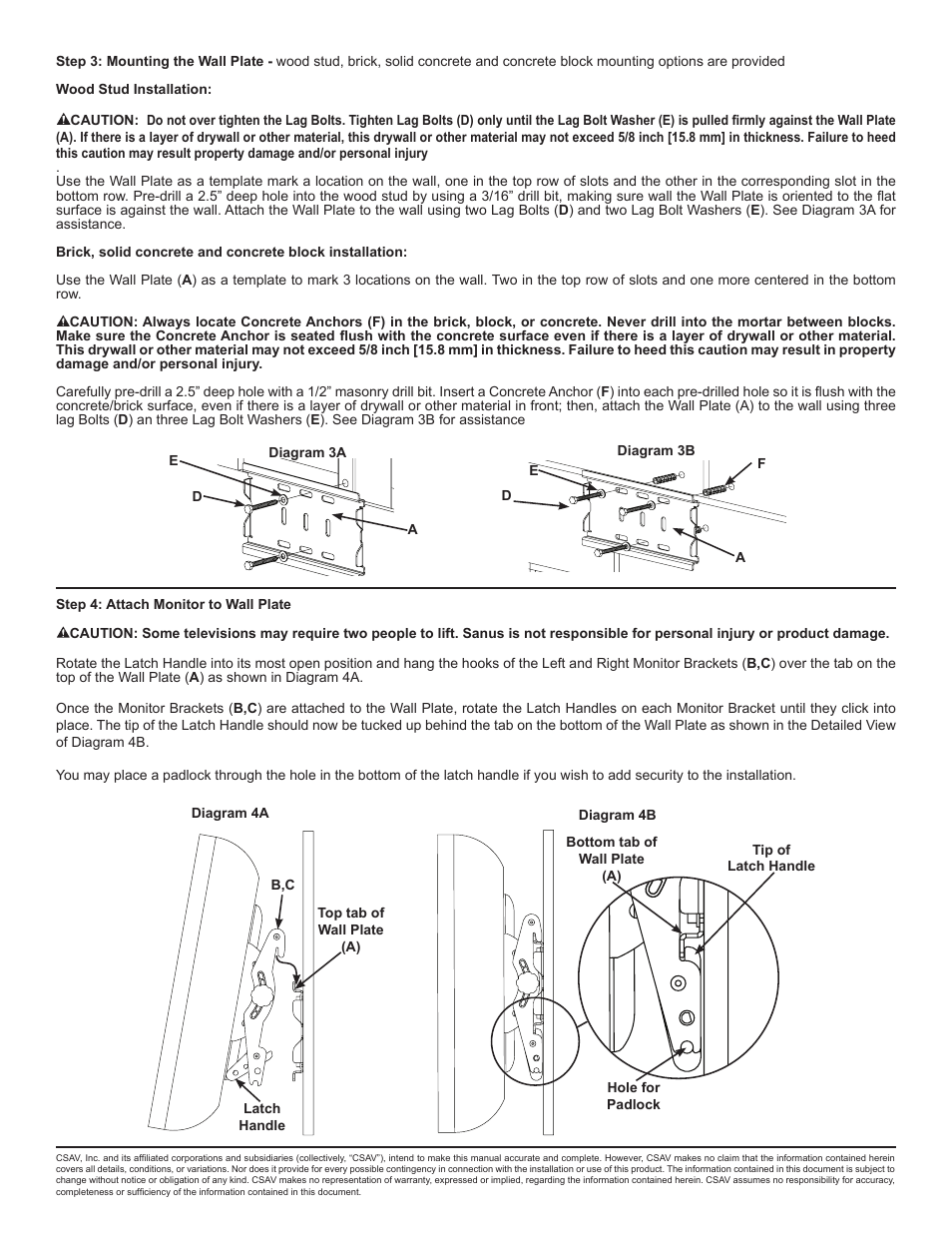 Sanus Systems VM200 User Manual | Page 4 / 4