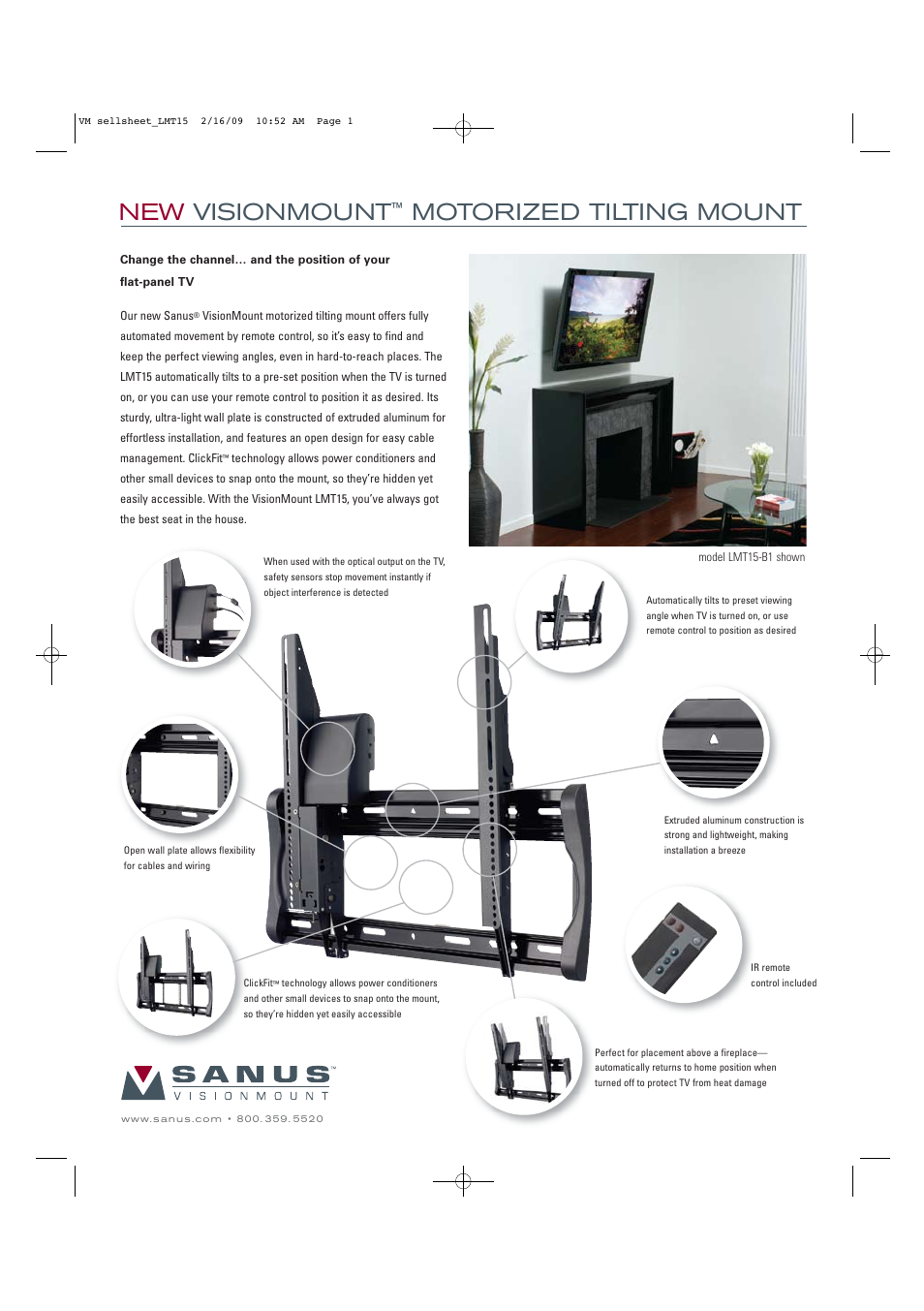 Sanus Systems New VisionMount LMT15-B1 User Manual | 2 pages