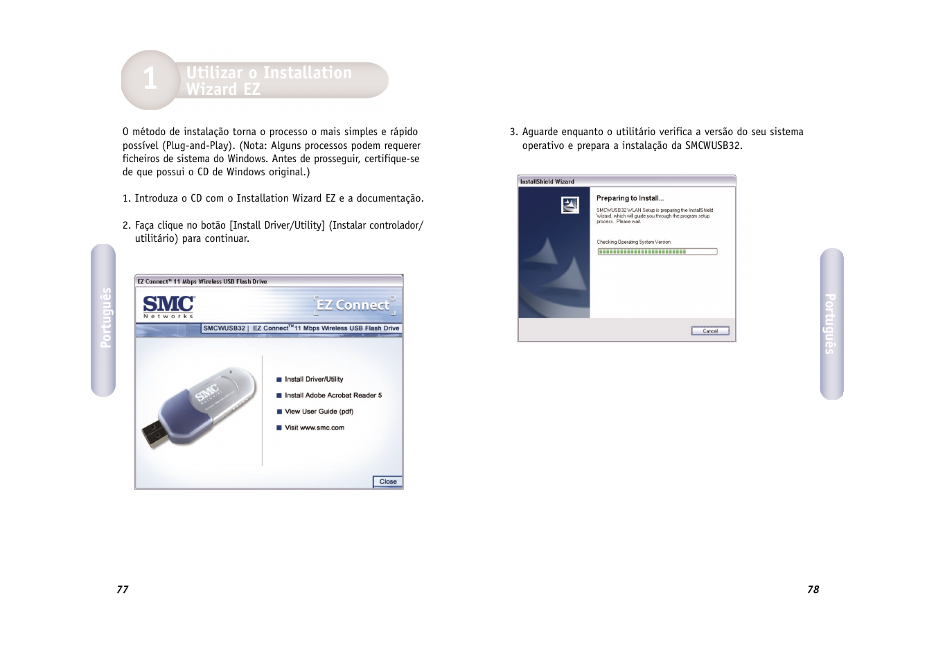 Utilizar o installation wizard ez | SMC Networks SMC EZ Connect 2.4GHz 11 Mbps Wireless USB Flash Drive SMCWUSB32 User Manual | Page 40 / 45