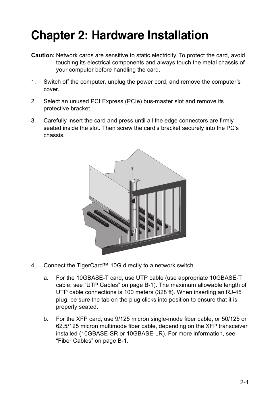 Chapter 2: hardware installation | SMC Networks TIGERCARD SMC10GPCIE-10BT User Manual | Page 15 / 35