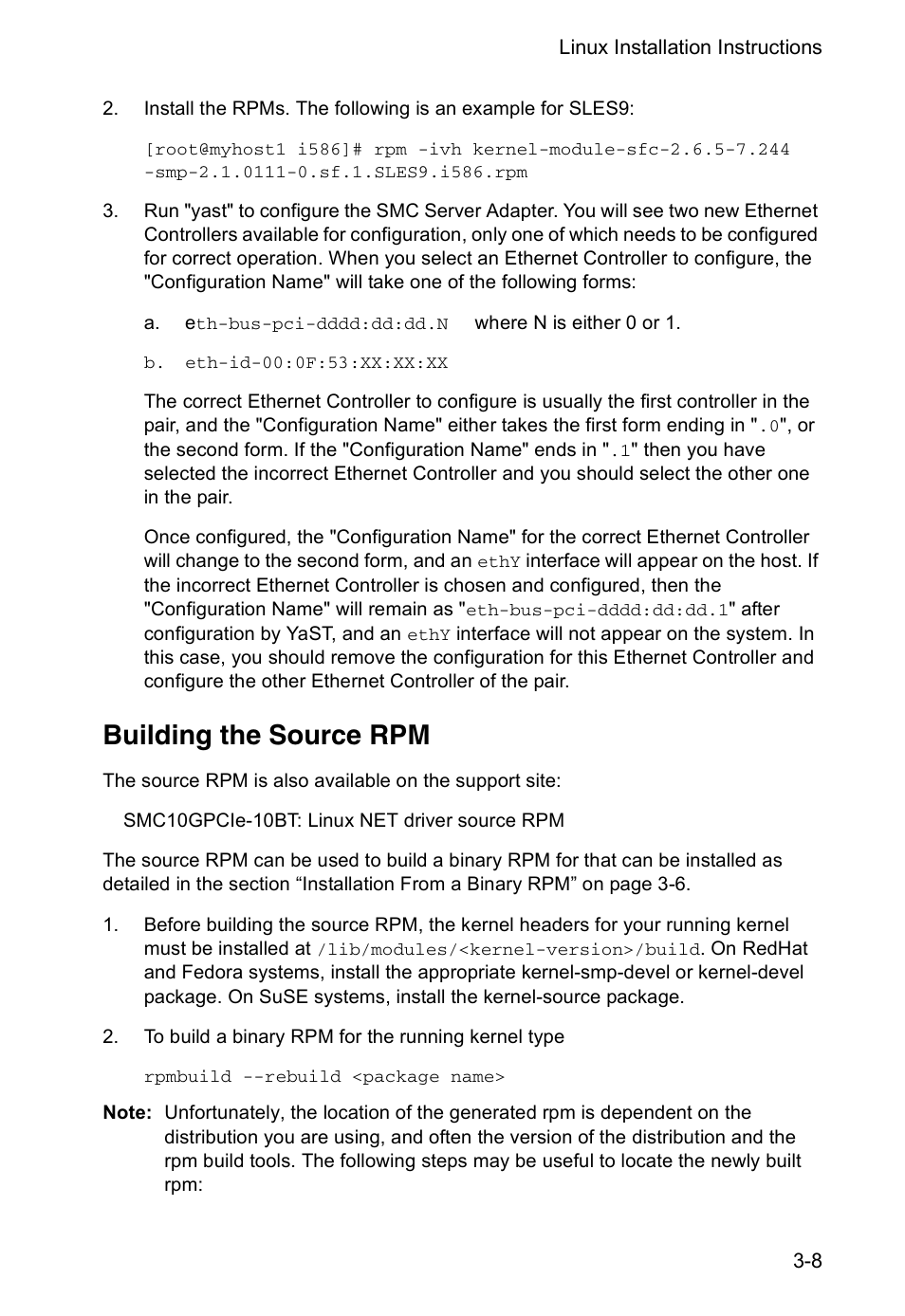 Building the source rpm | SMC Networks TIGERCARD SMC10GPCIE-10BT User Manual | Page 24 / 35