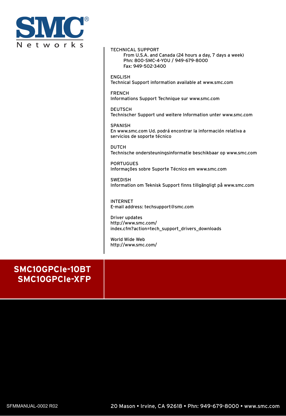 SMC Networks TIGERCARD SMC10GPCIE-10BT User Manual | Page 35 / 35