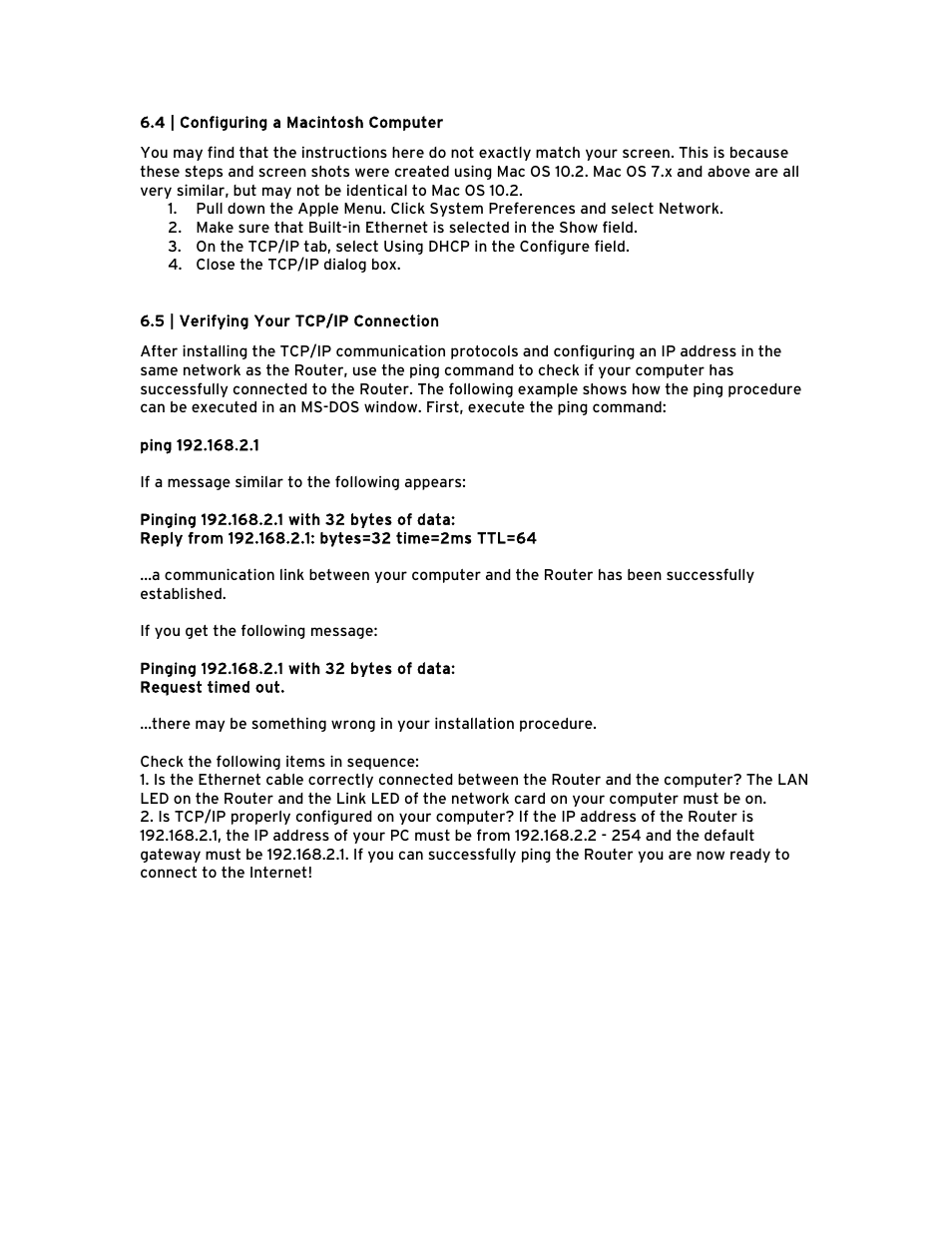 4 | configuring a macintosh computer, 5 | verifying your tcp/ip connection | SMC Networks Barricade BR14VPN User Manual | Page 13 / 73
