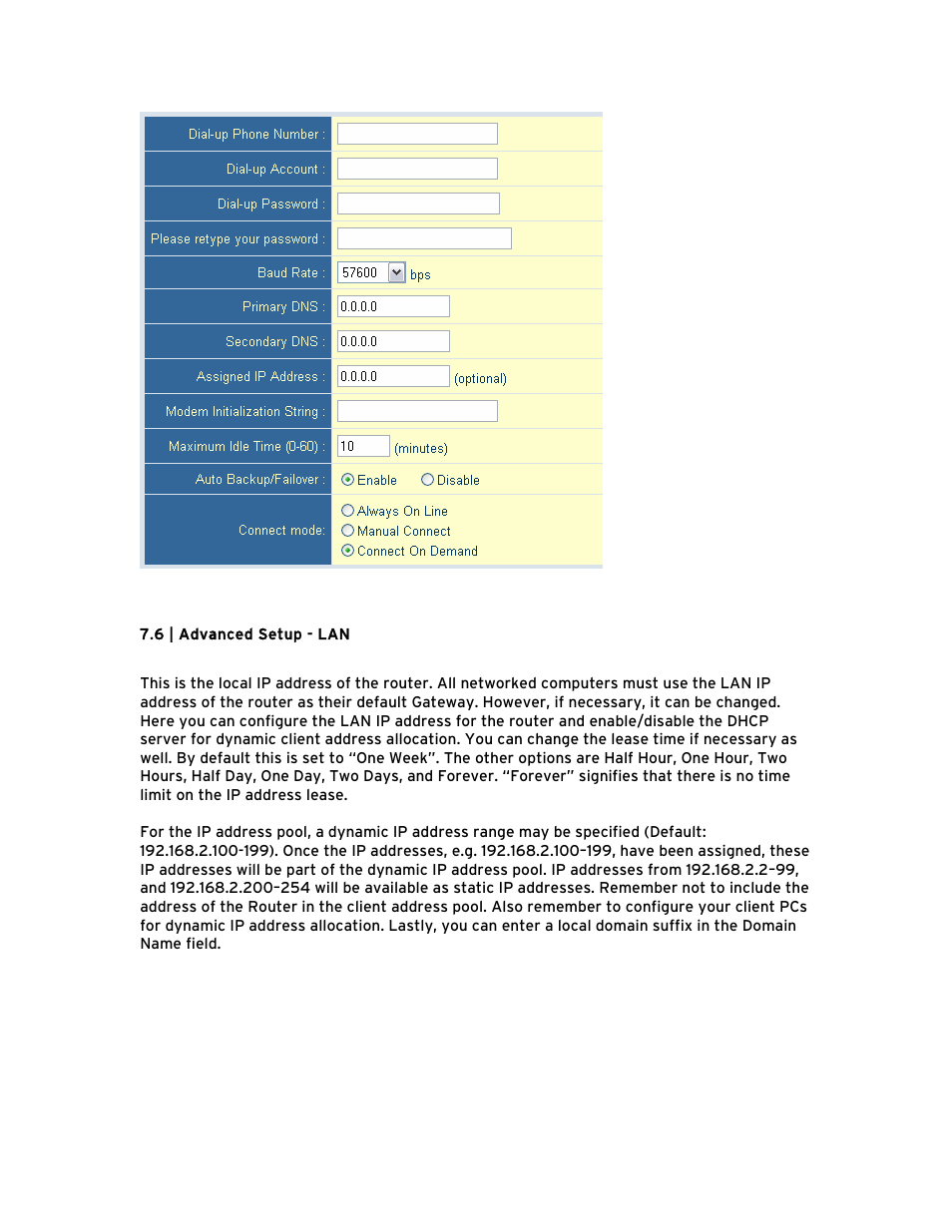 6 | advanced setup - lan | SMC Networks Barricade BR14VPN User Manual | Page 30 / 73