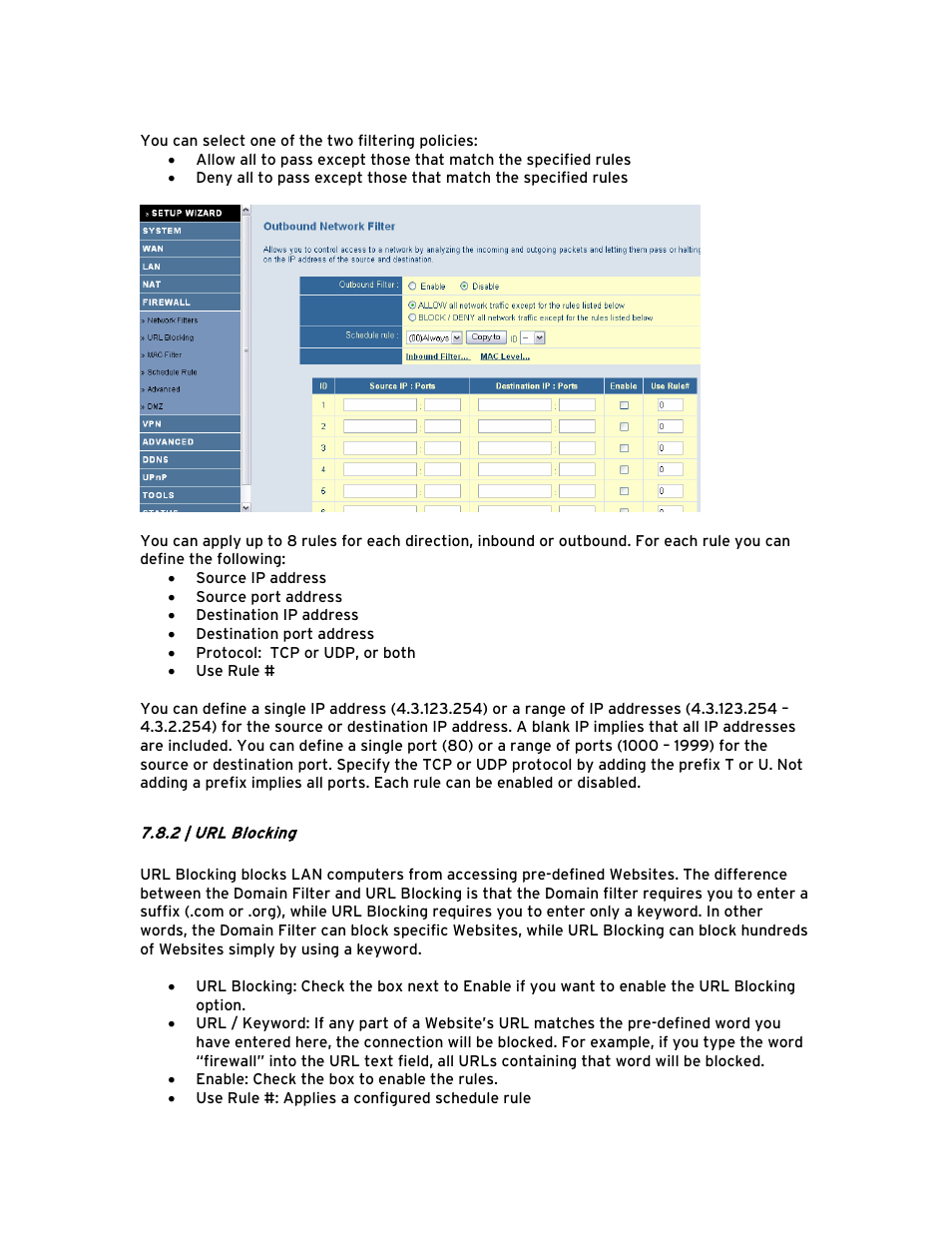 2 | url blocking | SMC Networks Barricade BR14VPN User Manual | Page 35 / 73