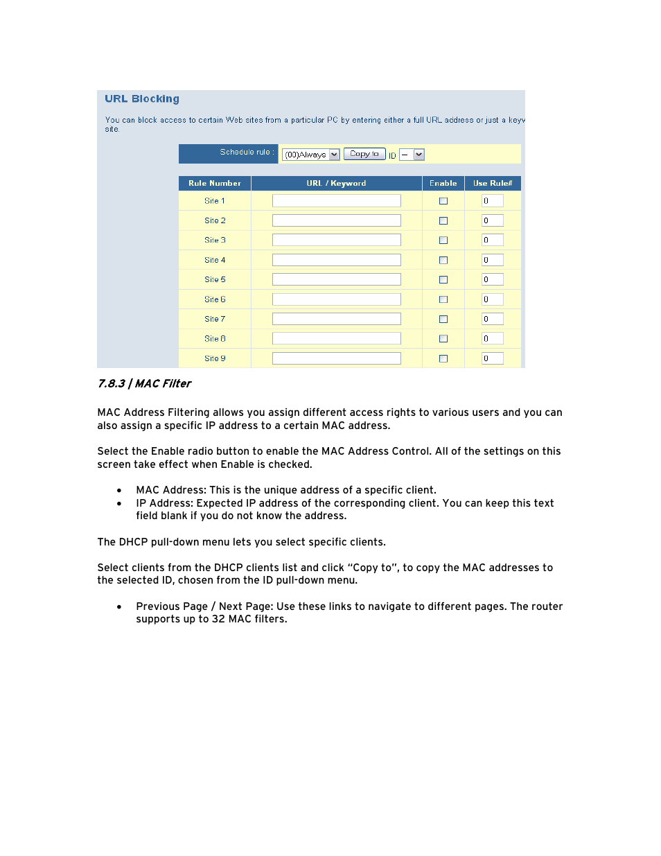 3 | mac filter | SMC Networks Barricade BR14VPN User Manual | Page 36 / 73