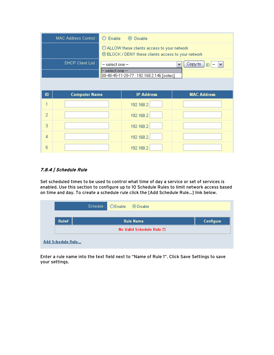 4 | schedule rule | SMC Networks Barricade BR14VPN User Manual | Page 37 / 73