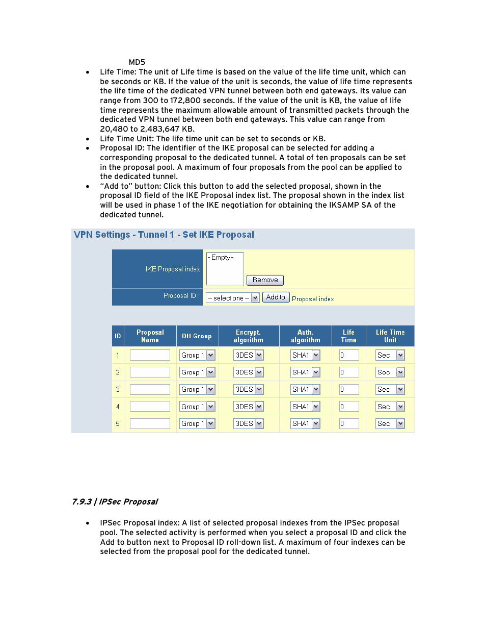 3 | ipsec proposal | SMC Networks Barricade BR14VPN User Manual | Page 42 / 73