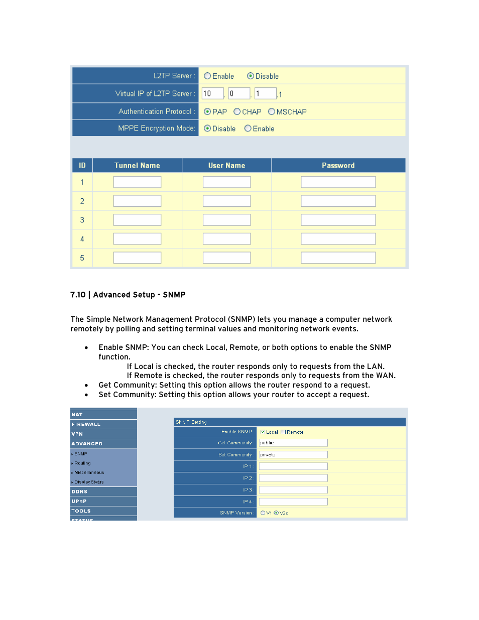 10 | advanced setup - snmp, 10 | advanced setup - snmp 40 | SMC Networks Barricade BR14VPN User Manual | Page 46 / 73