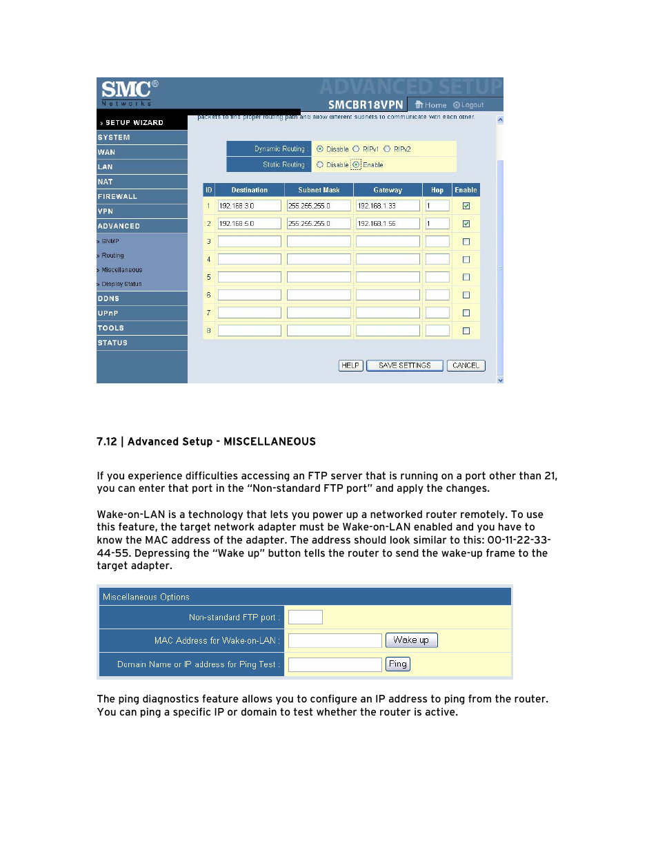 12 | advanced setup - miscellaneous, 12 | advanced setup - miscellaneous 42 | SMC Networks Barricade BR14VPN User Manual | Page 48 / 73