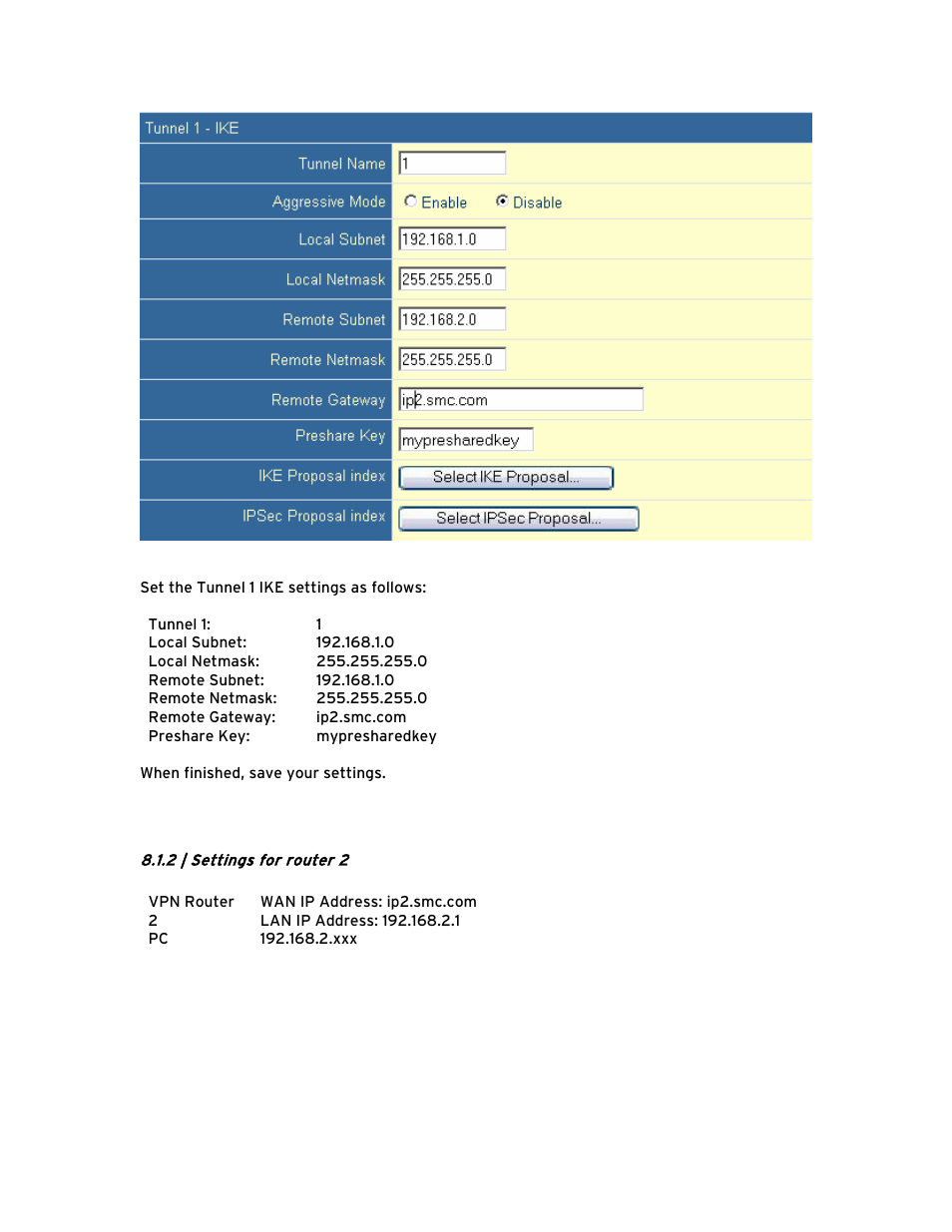 2 | settings for router 2 | SMC Networks Barricade BR14VPN User Manual | Page 55 / 73