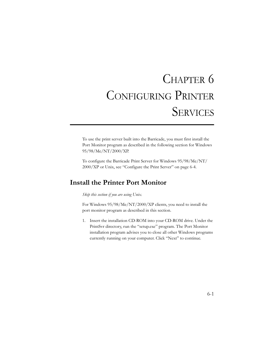 Chapter 6 configuring printer services, Install the printer port monitor | SMC Networks Barricade SMC7404BRA EU User Manual | Page 108 / 130