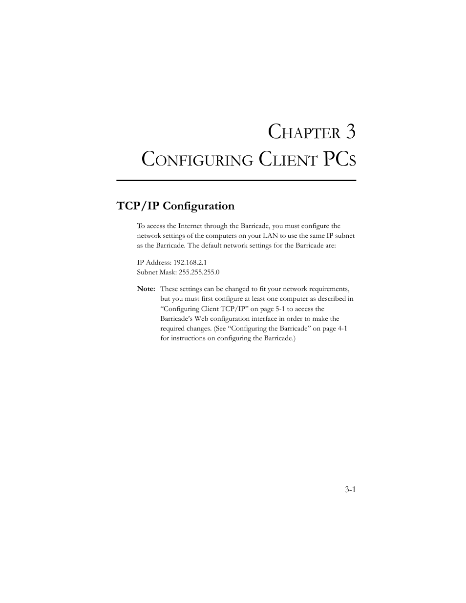 Chapter 3 configuring client pcs, Tcp/ip configuration, Hapter | Onfiguring, Lient | SMC Networks Barricade SMC7404BRA EU User Manual | Page 24 / 130