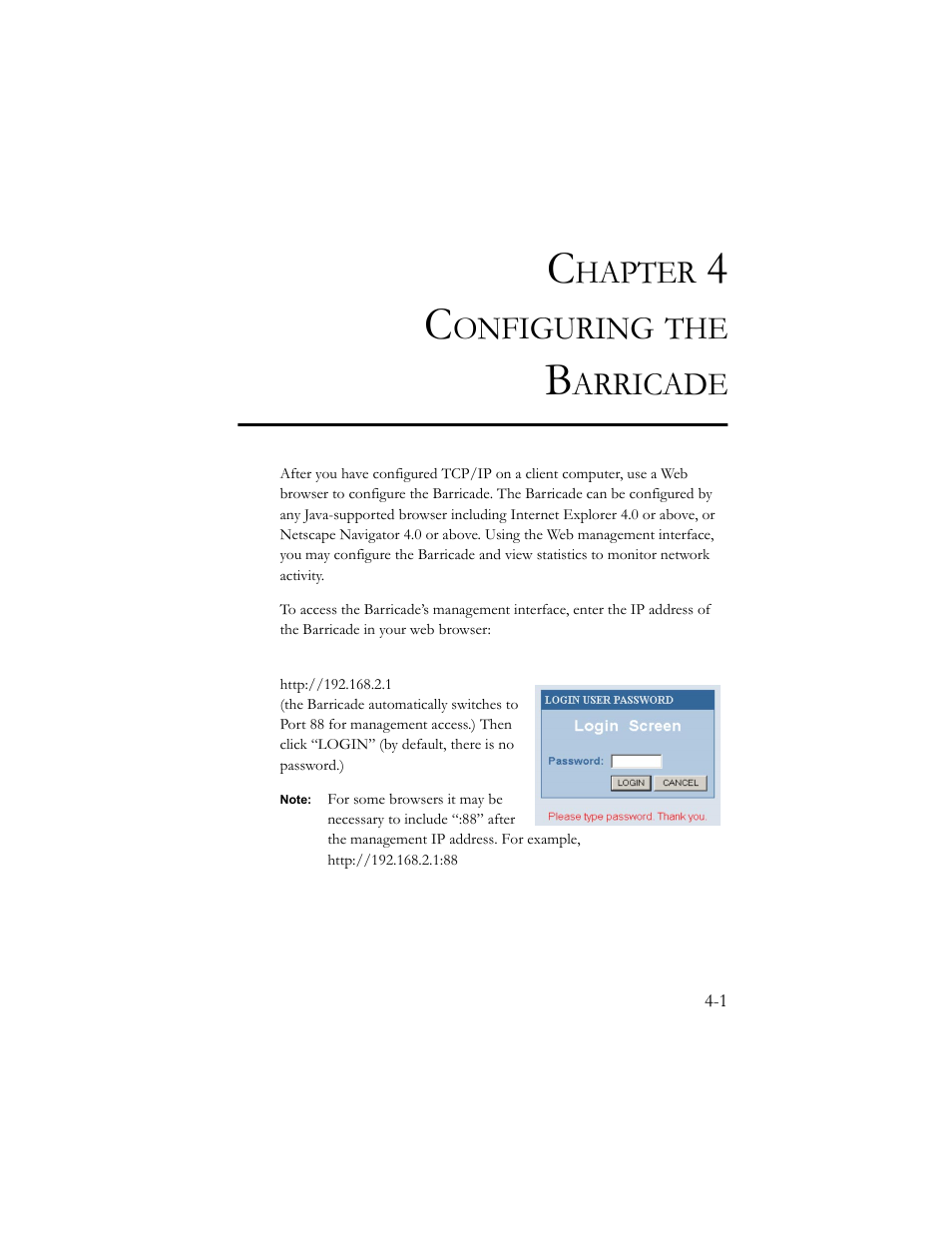 Chapter 4 configuring the barricade | SMC Networks Barricade SMC7404BRA EU User Manual | Page 26 / 130