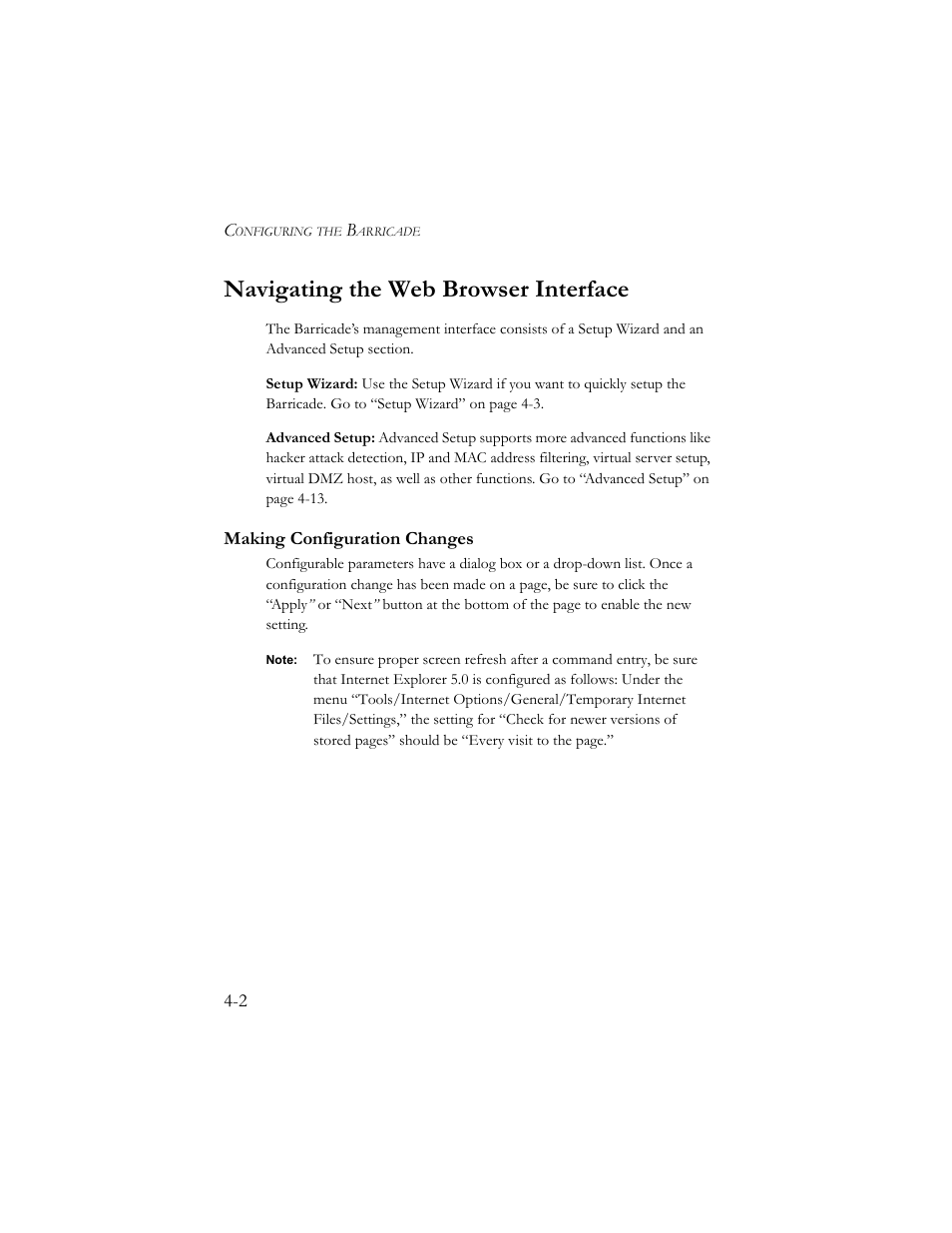 Navigating the web browser interface, Making configuration changes | SMC Networks Barricade SMC7404BRA EU User Manual | Page 27 / 130