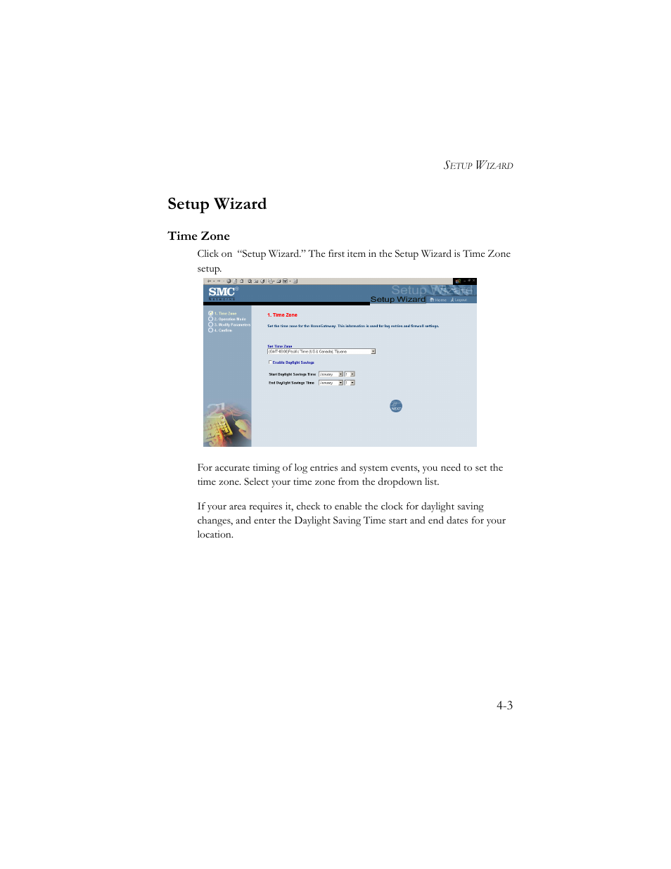 Setup wizard, Time zone | SMC Networks Barricade SMC7404BRA EU User Manual | Page 28 / 130