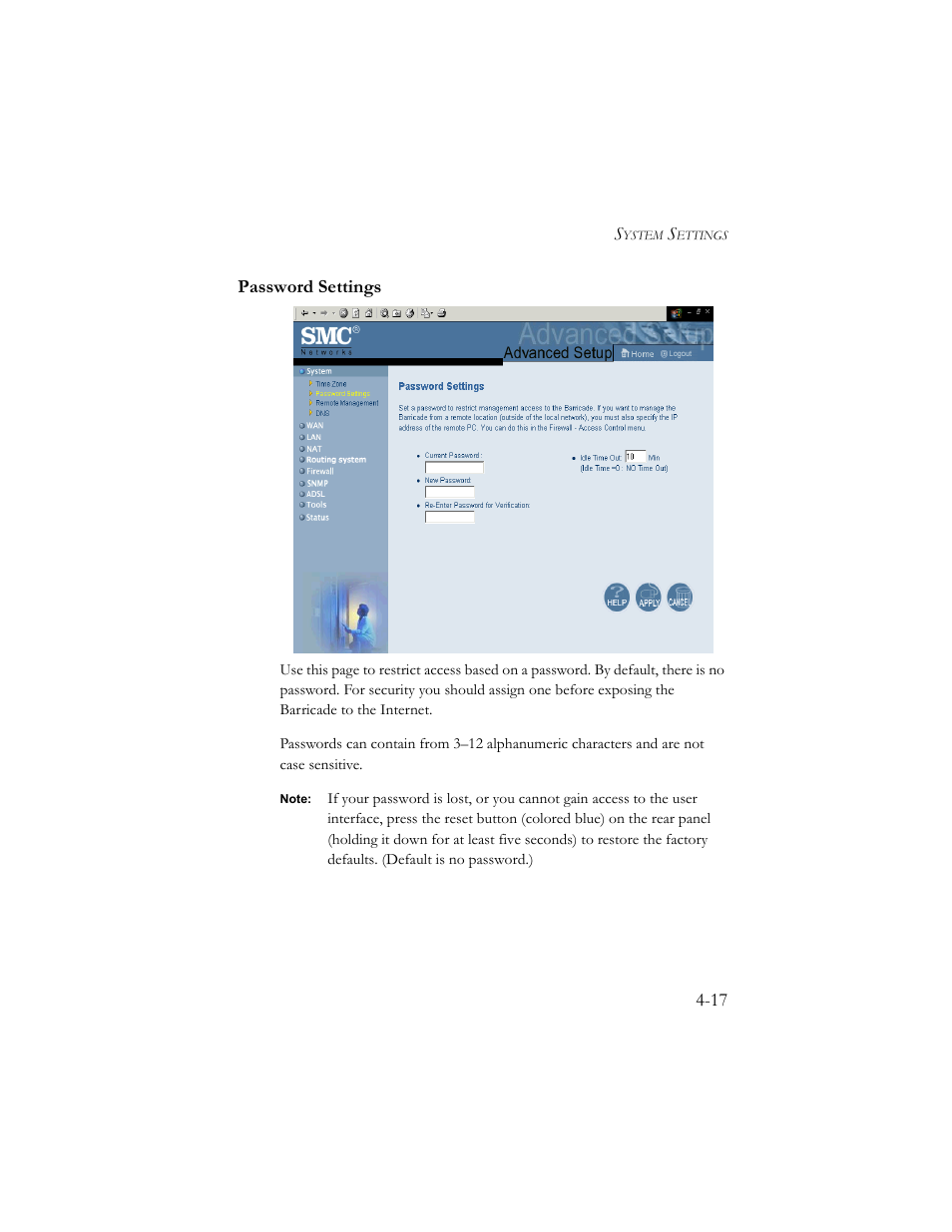 Password settings | SMC Networks Barricade SMC7404BRA EU User Manual | Page 42 / 130