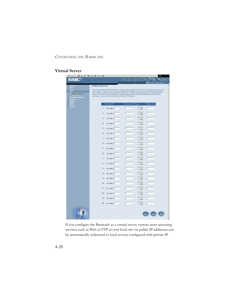 Virtual server | SMC Networks Barricade SMC7404BRA EU User Manual | Page 53 / 130