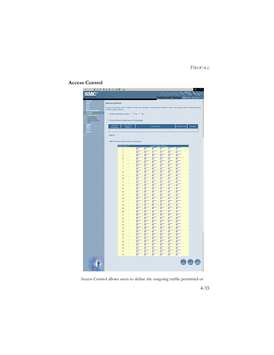 Access control | SMC Networks Barricade SMC7404BRA EU User Manual | Page 60 / 130