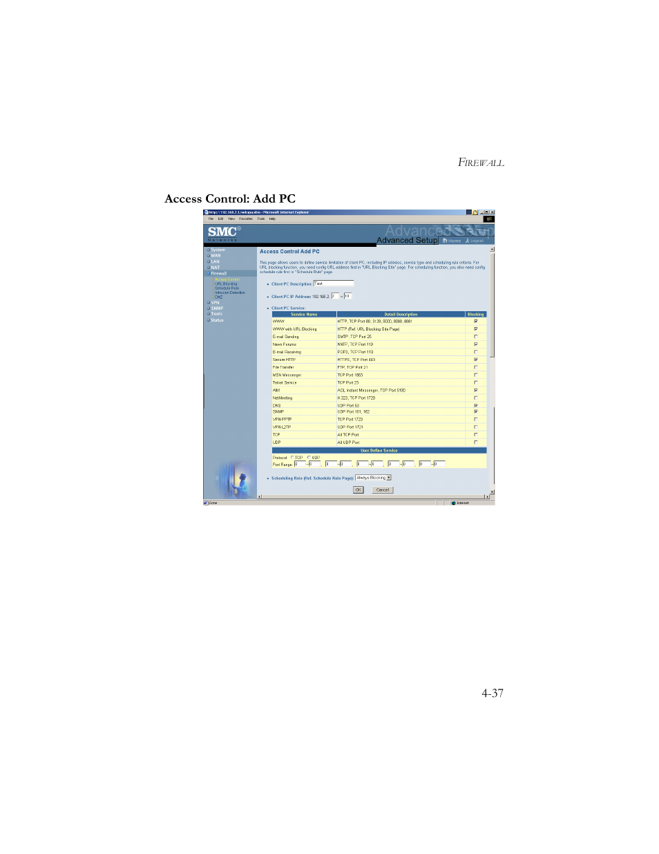 Access control: add pc | SMC Networks Barricade SMC7404BRA EU User Manual | Page 62 / 130