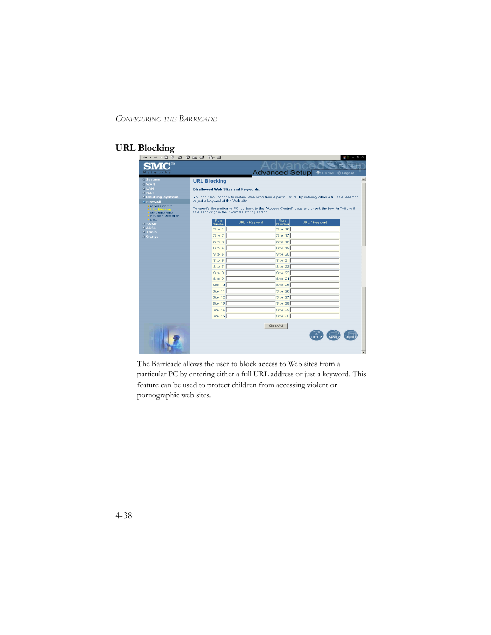 Url blocking | SMC Networks Barricade SMC7404BRA EU User Manual | Page 63 / 130