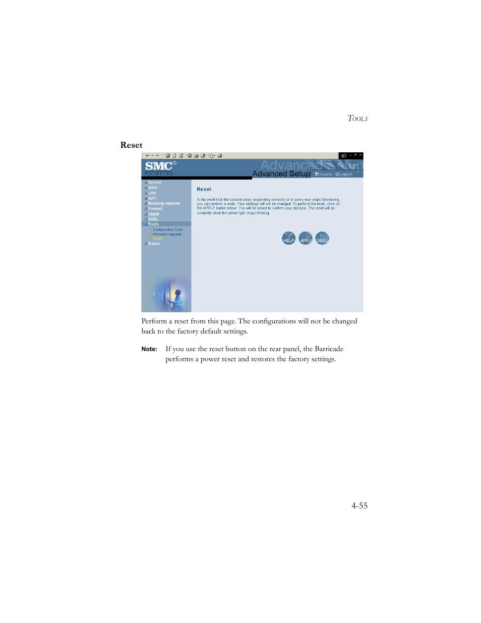 Reset | SMC Networks Barricade SMC7404BRA EU User Manual | Page 80 / 130